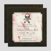 Vintage Grunge Skull Crossbones Bloody Halloween Invitation