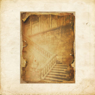 Vintage Grunge Stairs Scrapbook Paper