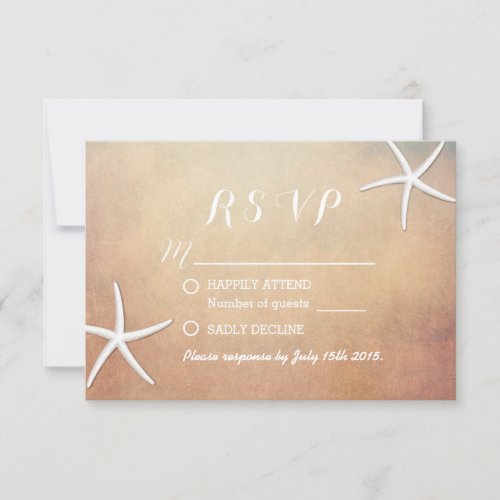 Vintage Grunge Starfish Beach Wedding RSVP