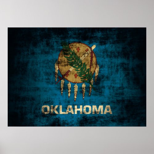 Vintage Grunge State Flag of Oklahoma Poster