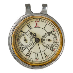 Vintage Grunge steampunk Antique Watch Golf Hat Clip
