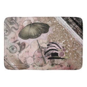 Vintage Grunge Steampunk Glam Victorian Hat Bath Mat