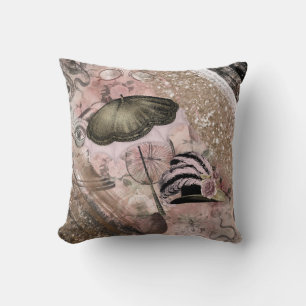 Vintage Grunge Steampunk Glam Victorian Hat Throw Pillow