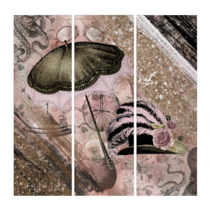 Vintage Grunge Steampunk Glam Victorian Hat Triptych