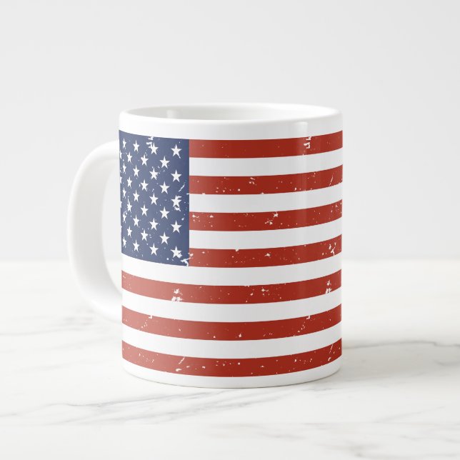 Vintage Grunge Style American Flag Jumbo Mug (Front Left)
