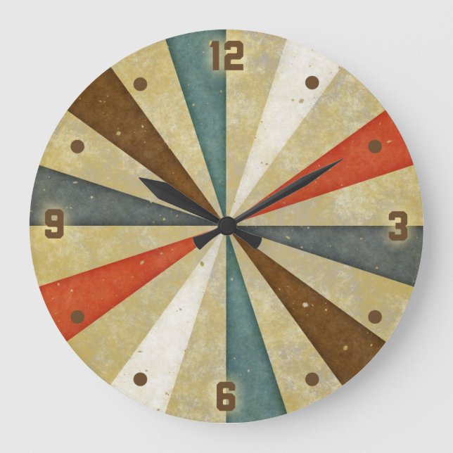 Vintage Grunge Sunburst Large Clock (Front)