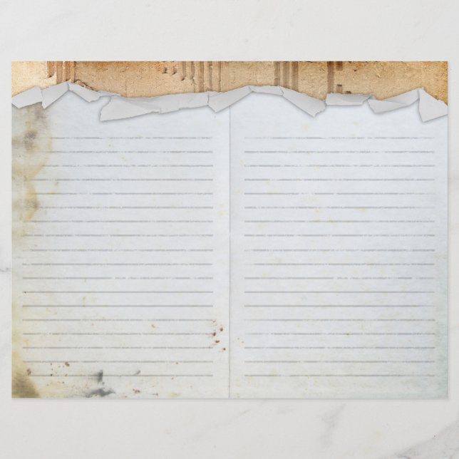 Vintage Grunge Torn Edge Scrapbook Journal Paper (Front)
