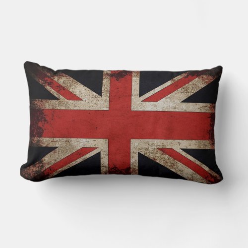 Vintage Grunge UK Flag Lumbar Pillow