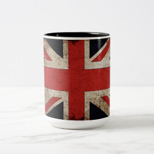 Vintage Grunge UK Flag Two-Tone Coffee Mug