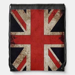 Vintage Grunge UK Union Jack Flag Drawstring Bag