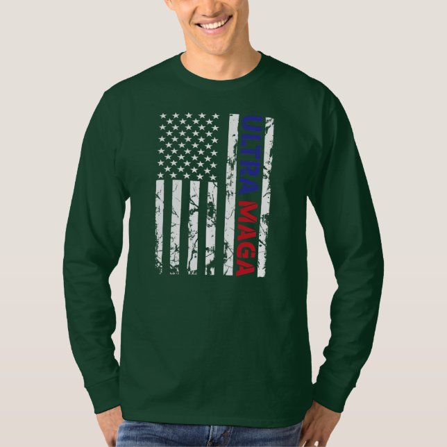 Vintage Grunge Ultra maga American Flag  T-Shirt (Front)