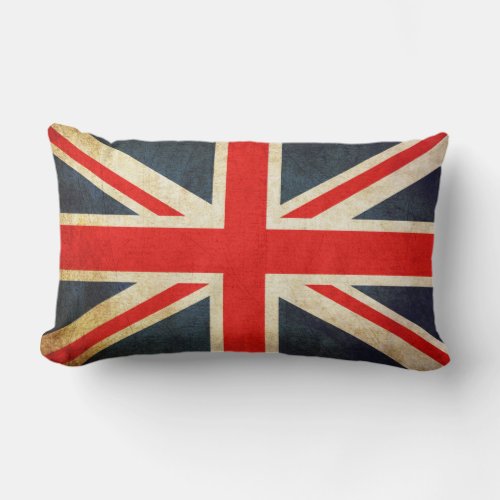 Vintage Grunge Union Jack UK FLAG Lumbar Pillow