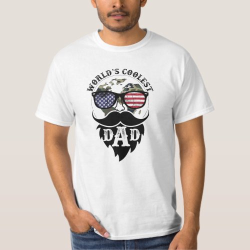 Vintage grunge USA flag worlds coolest dad T_Shirt