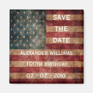 Vintage Grunge USA Stars & Stripes 100th Birthday Magnet