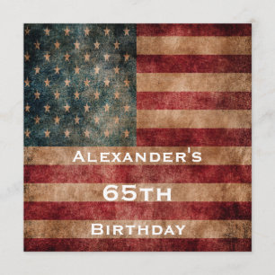 Vintage Grunge USA Stars & Stripes 65th Birthday Invitation