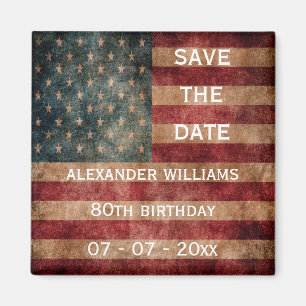 Vintage Grunge USA Stars & Stripes 80th Birthday Magnet