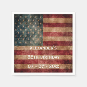 Vintage Grunge USA Stars & Stripes 85th Birthday Paper Napkins