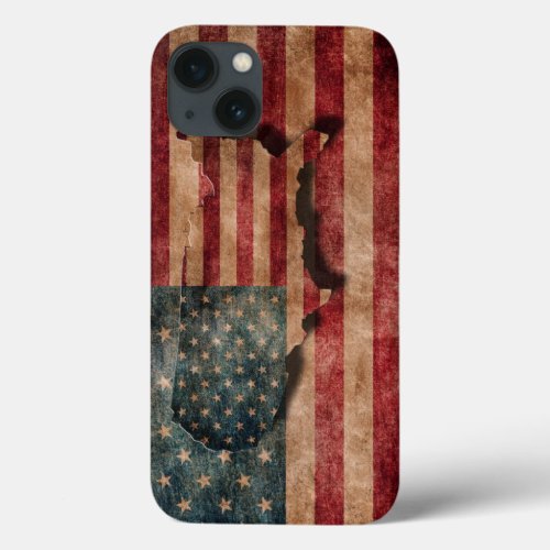 Vintage Grunge USA Stars  Stripes Flag and Map iPhone 13 Case