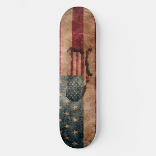 Vintage Grunge USA Stars & Stripes Flag and Map Skateboard Deck