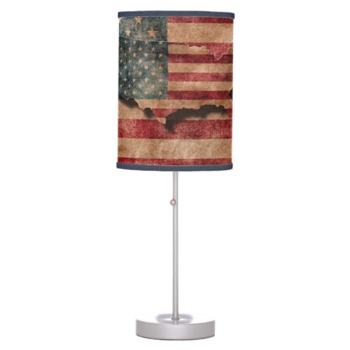 Vintage Grunge USA Stars  Stripes Flag and Map Table Lamp