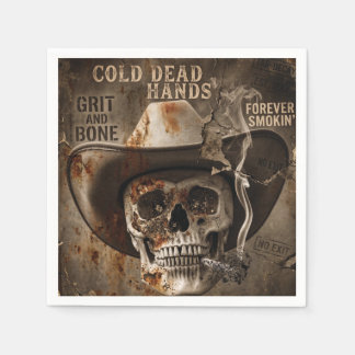 Vintage Grunge Western Cowboy Skull with Cigarette Napkins