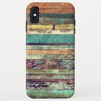 Vintage Grunge Woodgrain Mixed Color Iphone Xs Max Case by CityHunter at Zazzle