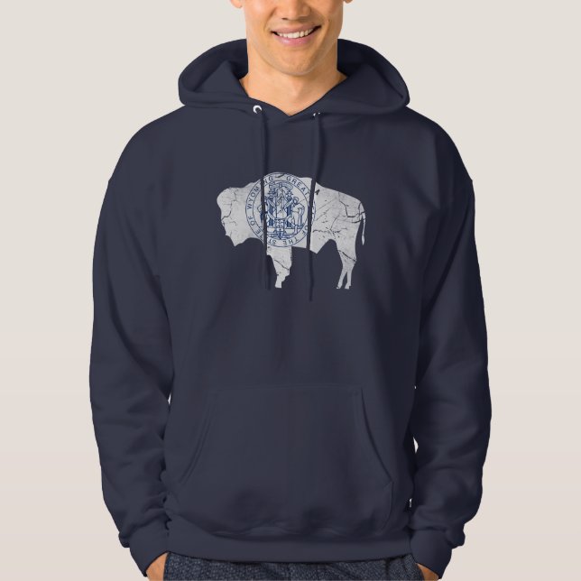 Vintage Grunge Wyoming State Flag Hoodie (Front)