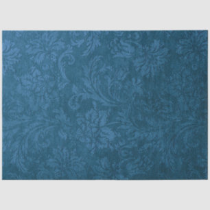 Vintage Grungy Deep Blue Floral Damask Tissue Paper
