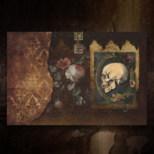 Vintage Grungy Halloween Skull Ephemera Decoupage Tissue Paper