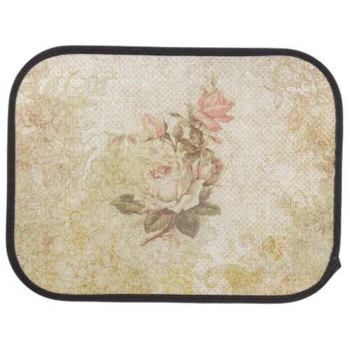 Vintage Grungy Pink and Ivory Roses Car Floor Mat