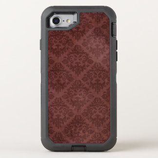 Vintage Grungy Worn Red Floral Wallpaper OtterBox Defender iPhone SE/8/7 Case