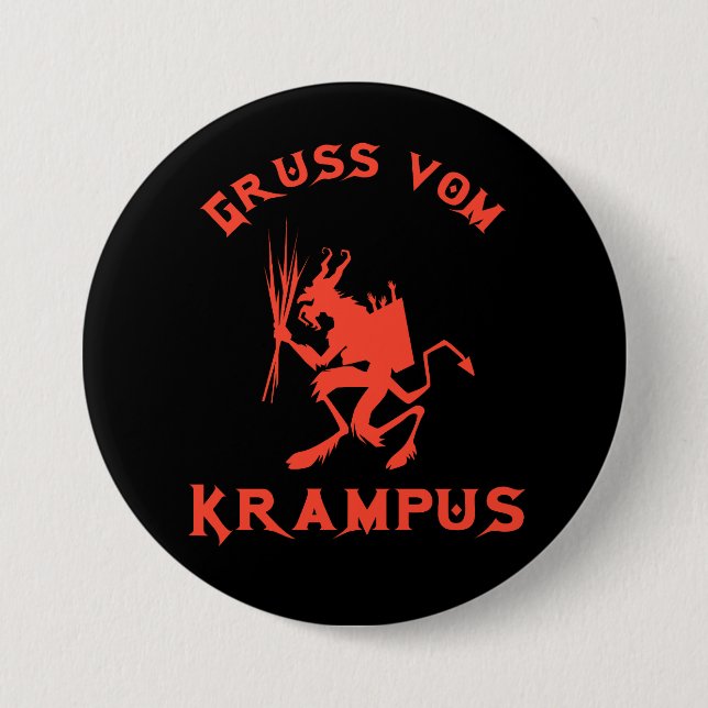 Vintage Gruss vom Krampus Button (Front)