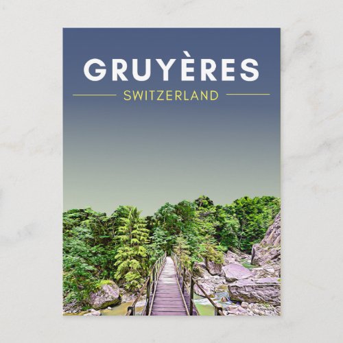 Vintage Gruyeres Switzerland Travel Postcard