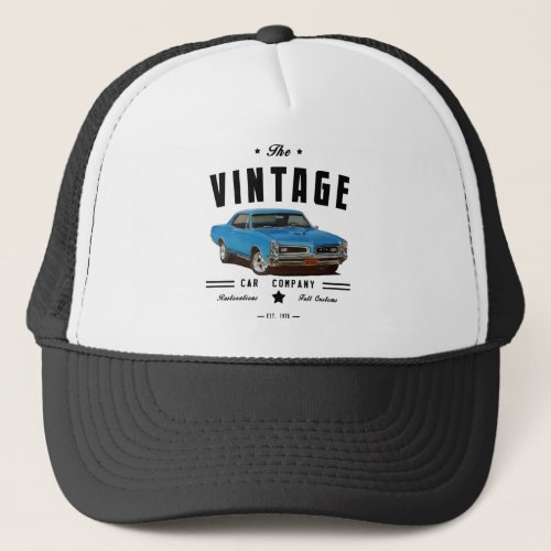 Vintage GTO Car company and garage logo Trucker Hat