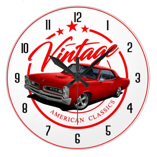 Vintage GTO in red Large Clock