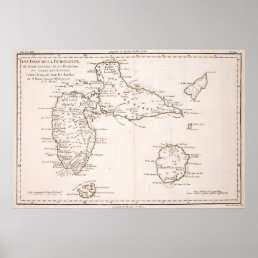 Vintage Guadeloupe Island Map (1780) Poster