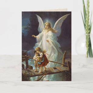 Vintage Guardian Angel and Children Card