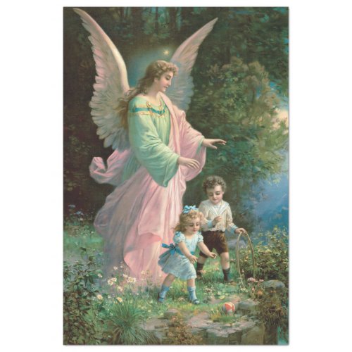 Vintage Guardian Angel Angels Christian Art  Tissue Paper