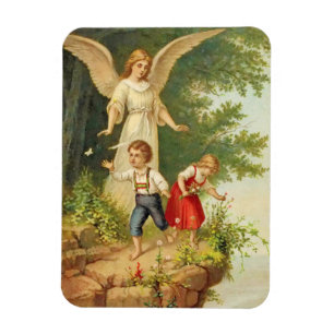 vintage guardian angel children cliff magnet