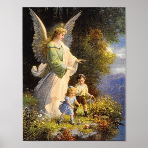 Vintage Guardian Angel Poster Print