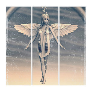 Vintage Guardian Angel Rainbow Art