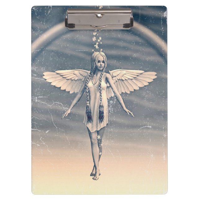 Vintage Guardian Angel Rainbow Art Clipboard (Front)