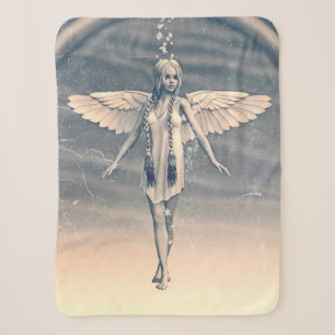Vintage Guardian Angel Rainbow Art Sherpa Blanket