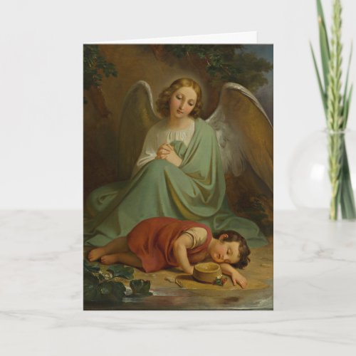 Vintage Guardian Angel  Religious Child Scripture  Card