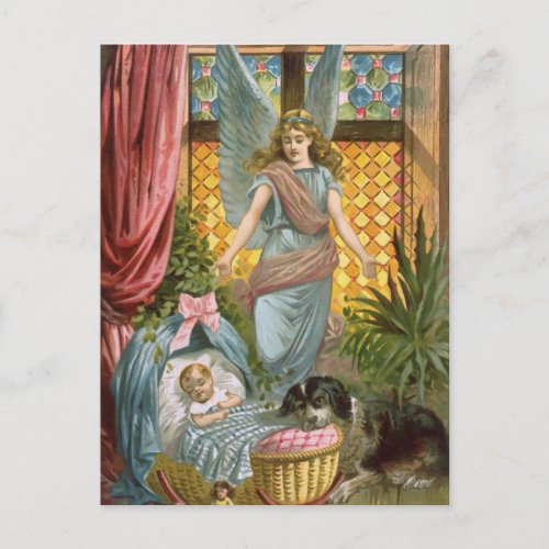 Vintage Guardian Angel with Baby Postcard