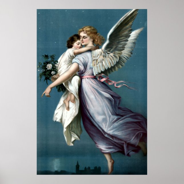 Vintage Guardian Angel With Child Poster (Front)