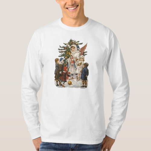 Vintage Guardian Angel with Children and Tree T_Shirt