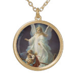 Vintage Guardian Angel With Children Gold Plated Necklace at Zazzle