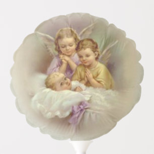 Vintage Guardian Angels with Baby Religious Balloon