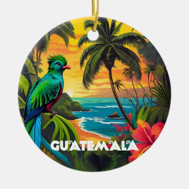 Vintage Guatemala Travel Retreat Ceramic Ornament (Front)